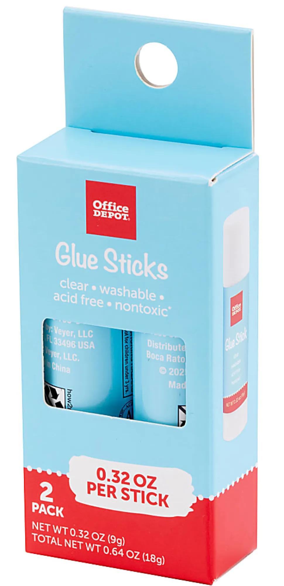 Office Depot® Brand Glue Sticks, 0.32 Oz, Clear, Pack Of 2 Glue Sticks