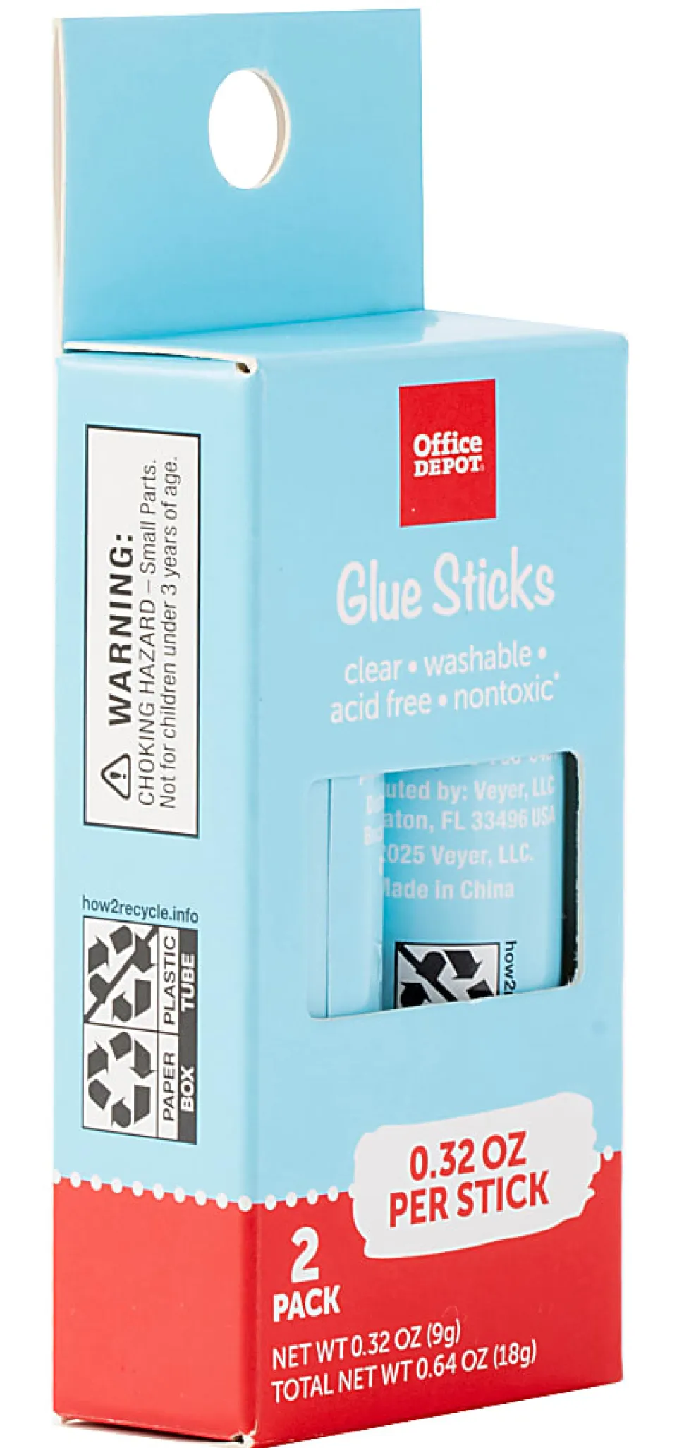 Office Depot® Brand Glue Sticks, 0.32 Oz, Clear, Pack Of 2 Glue Sticks
