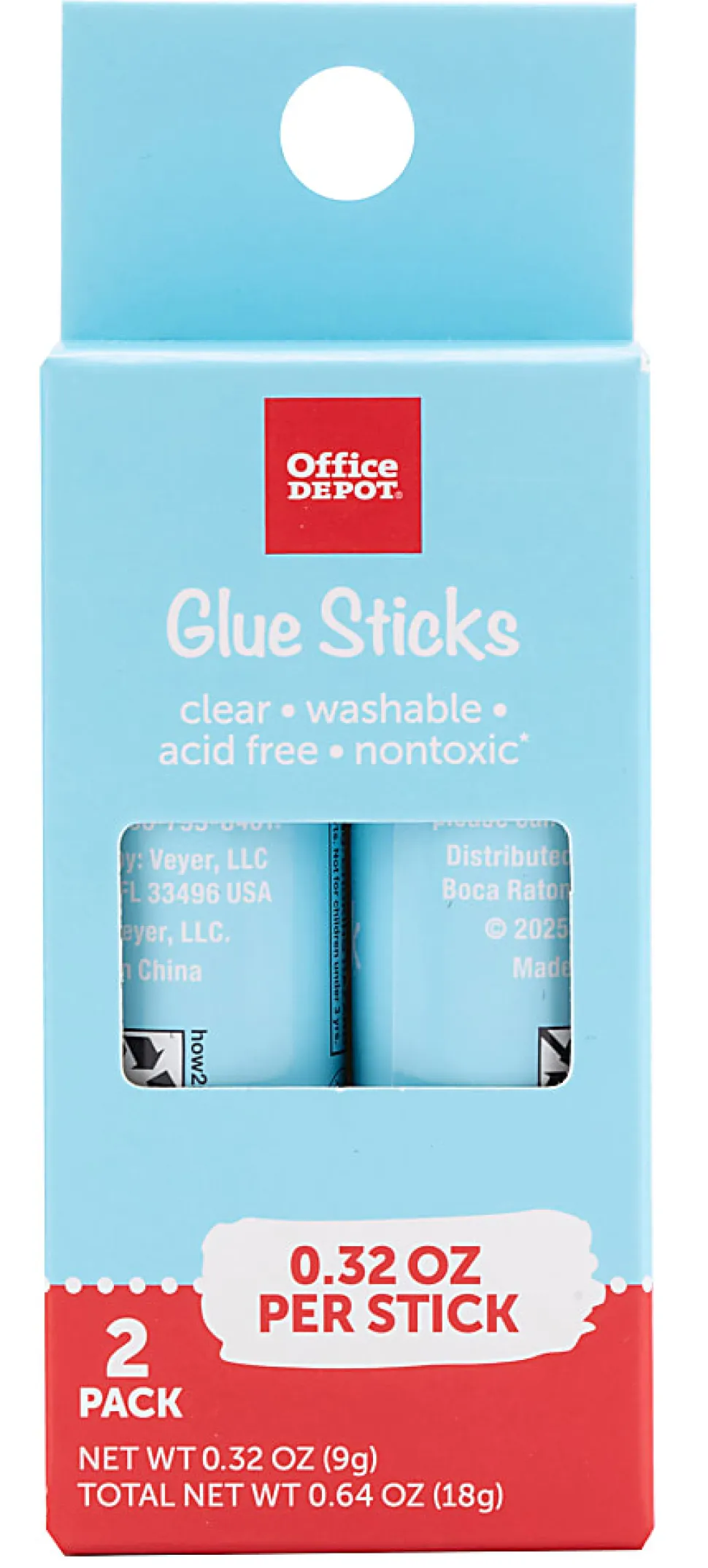 Office Depot® Brand Glue Sticks, 0.32 Oz, Clear, Pack Of 2 Glue Sticks