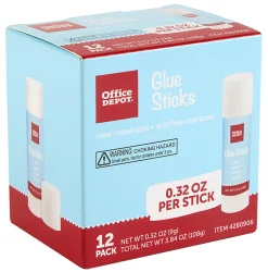 Office Depot® Brand Glue Sticks, 0.32 Oz, Clear, Pack Of 12 Glue Sticks