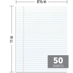 Office Depot® Brand Glue-Top Legal Pads, 8-1/2" x 11", Legal Ruled, 50 Sheets, White, Pack Of 12 Pads