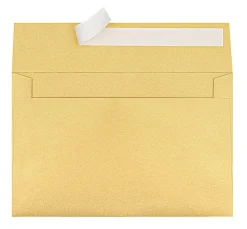 Office Depot® Brand Greeting Card Envelopes, A9, 5-3/4" x 8-3/4", Clean Seal, Gold Pearl, Box Of 25
