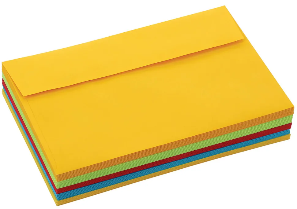 Office Depot® Brand Greeting Card Envelopes, A9, Clean Seal, Assorted Brights, Box Of 50