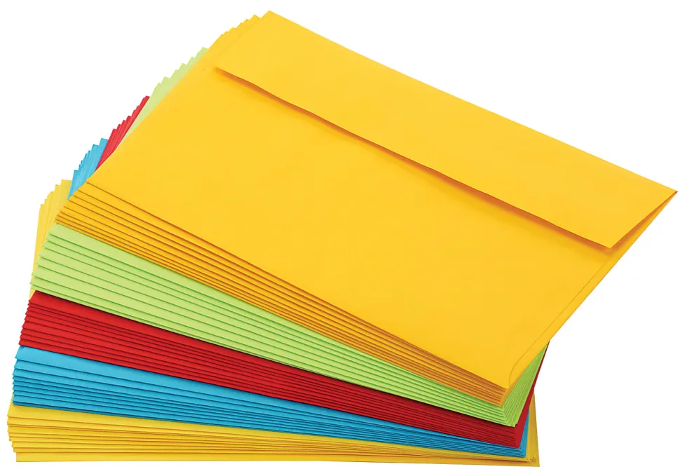 Office Depot® Brand Greeting Card Envelopes, A9, Clean Seal, Assorted Brights, Box Of 50