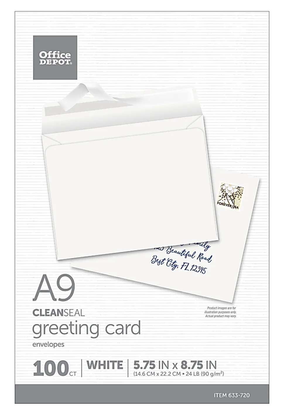 Office Depot® Brand Greeting Card Envelopes, A9, 5-3/4" x 8-3/4", Clean Seal, White, Box Of 100
