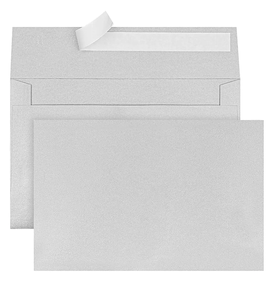 Office Depot® Brand Greeting Card Envelopes, A9, 5-3/4" x 8-3/4", Clean Seal, Silver Pearl, Box Of 25