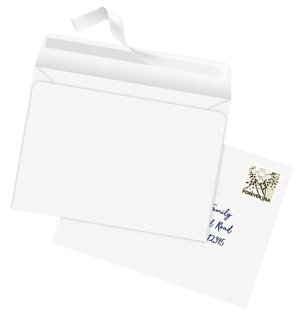 Office Depot® Brand Greeting Card Envelopes, A7, 5-1/4” x 7-1/4”, Clean Seal, White, Box Of 25