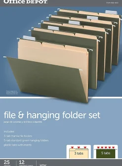 Office Depot® Brand Hanging File Folder/File Folder Combo Kit, Letter Size (8-1/2" x 11"), 3/4" Expansion, 100% Recycled, Green