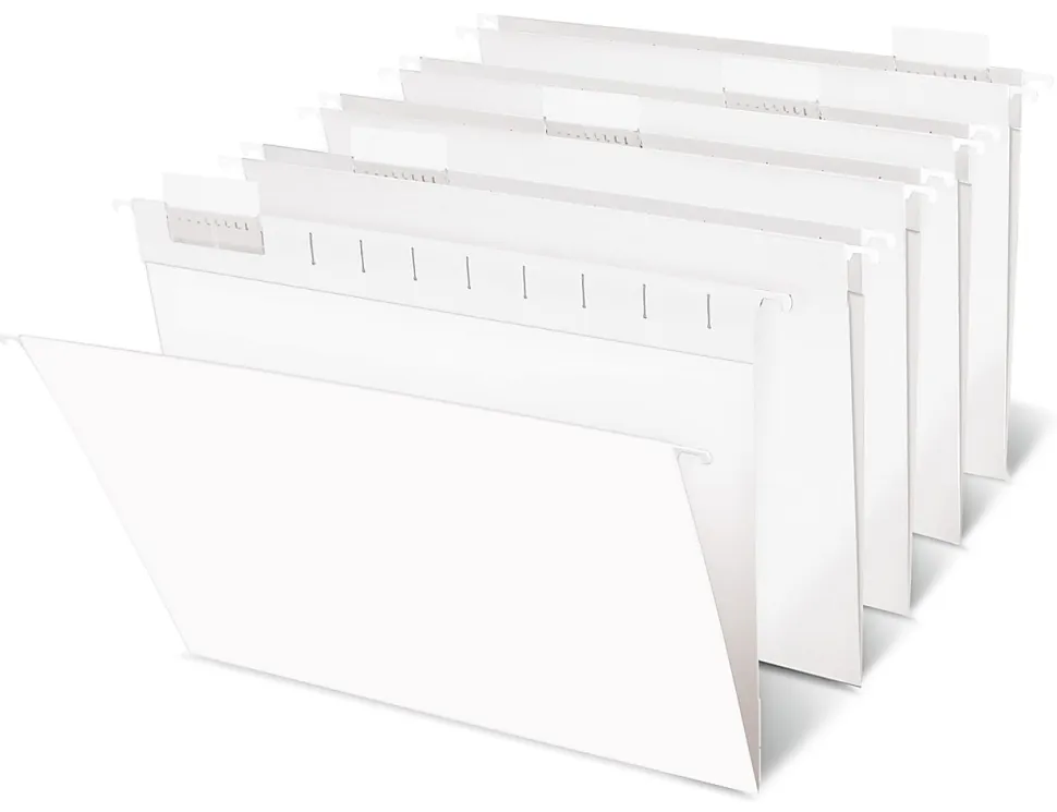 Office Depot® Brand Hanging File Folders, 1/5-Cut, Letter Size, White, Pack Of 25 Folders