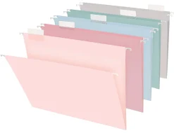 Office Depot® Brand Hanging File Folders, 1/5-Cut, Letter Size, Assorted Pastel Colors, Pack Of 25 Folders
