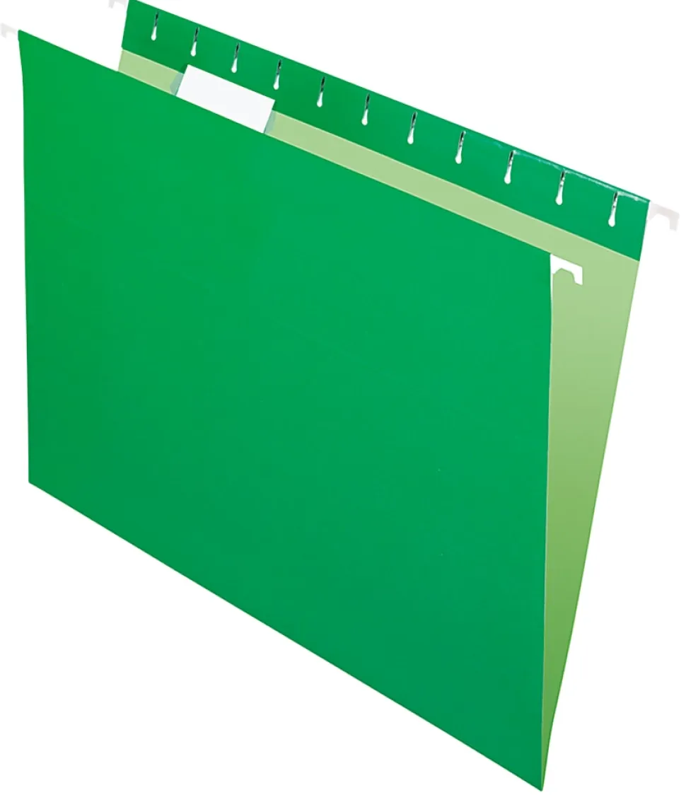 Office Depot® Brand Hanging Folders, Letter Size, 1/5 Tab Cut, Bright Green, Box Of 25
