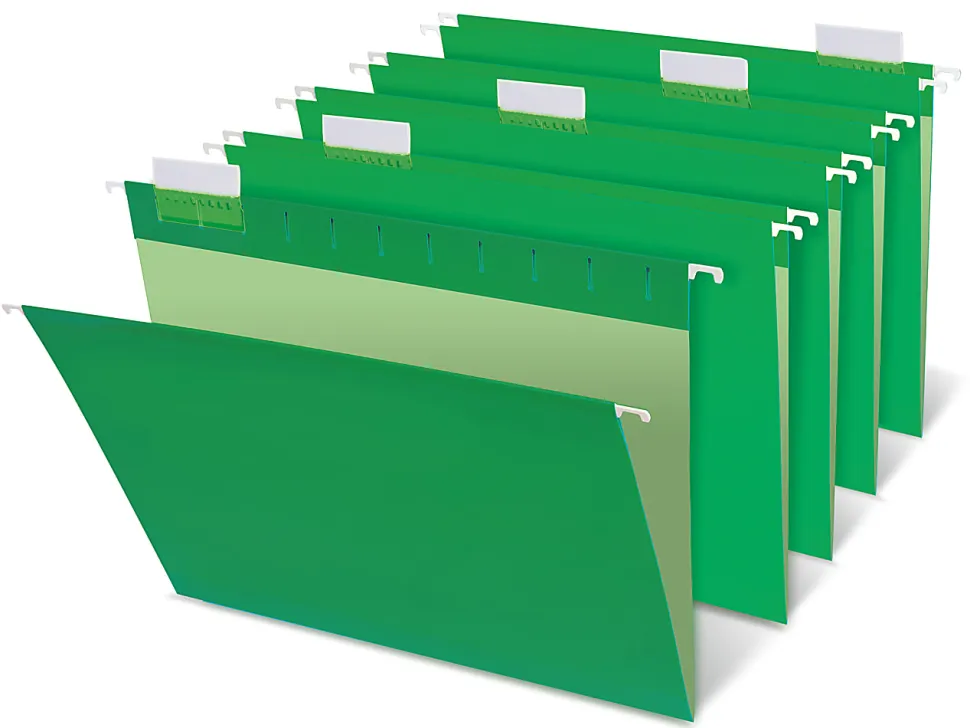 Office Depot® Brand Hanging Folders, Letter Size, 1/5 Tab Cut, Bright Green, Box Of 25
