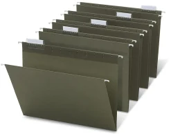 Office Depot® Brand Hanging Folders, 1/5 Cut, Letter Size, 100% Recycled, Green, Pack Of 25