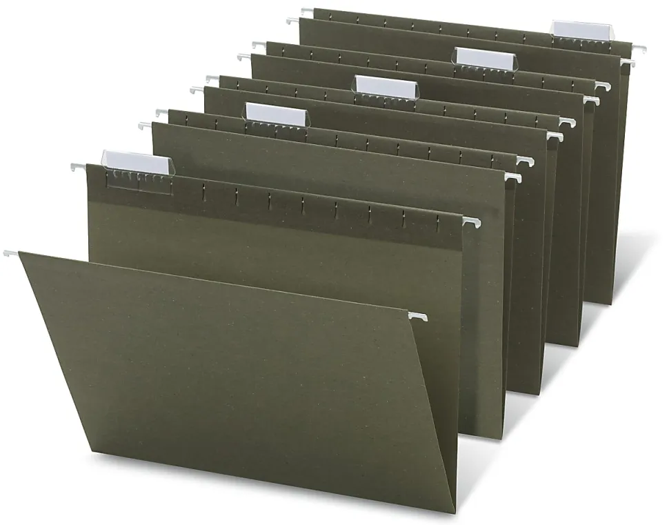 Office Depot® Brand Hanging Folders, 1/5 Cut, Letter Size, 100% Recycled, Green, Pack Of 25