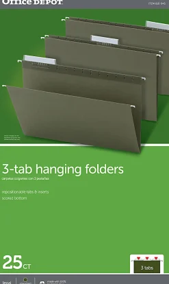 Office Depot® Brand Hanging Folders, 1/3 Cut, Legal Size, 100% Recycled, Green, Pack Of 25