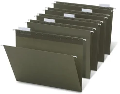 Office Depot® Brand Hanging Folders, 1/5 Cut, Letter Size, 100% Recycled, Green, Pack of 50