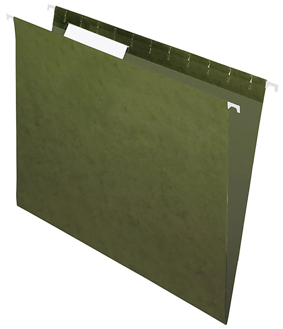 Office Depot® Brand Hanging Folders, 1/3 Cut, Letter Size, 100% Recycled, Green, Pack Of 25
