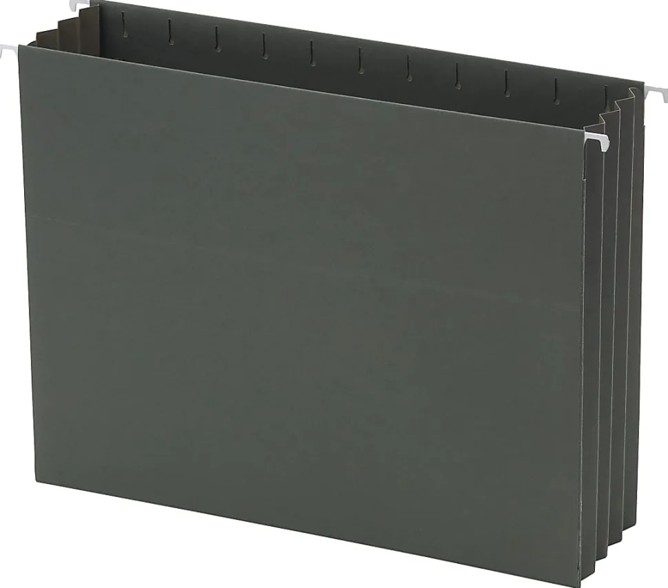 Office Depot® Brand Hanging Pockets With Full-Height Gussets, Letter Size (8-1/2" x 11"), 3 1/2" Expansion, Green, Pack Of 4