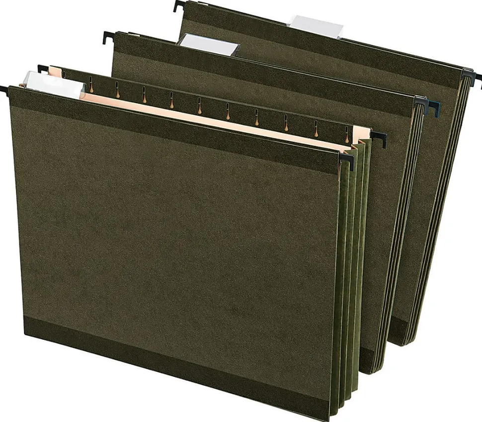 Office Depot® Brand Hanging Pockets With Full-Height Gussets, Letter Size (8-1/2" x 11"), 3 1/2" Expansion, Green, Pack Of 4