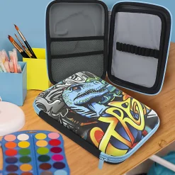 Office Depot® Brand Hardtop Pencil Case, 9" x 6-1/4", Dinosaur, Total Quantity 1