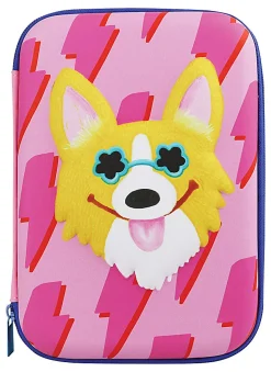 Office Depot® Brand Hardtop Pencil Case, 9" x 6-1/4", Pink Corgi, Total Quantity 1