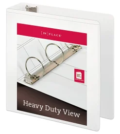Office DepotĀ® Brand Heavy-Duty Nonstick View 3-Ring Binder, 3" Round Rings, White