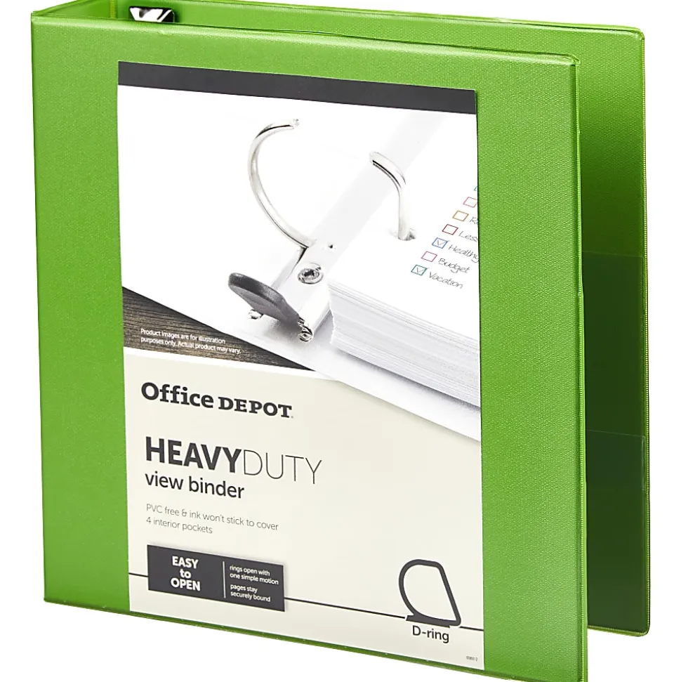 Office Depot® Brand Heavy-Duty View 3-Ring Binder, 2" D-Rings, Army Green