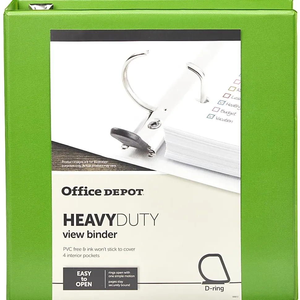 Office Depot® Brand Heavy-Duty View 3-Ring Binder, 2" D-Rings, Army Green