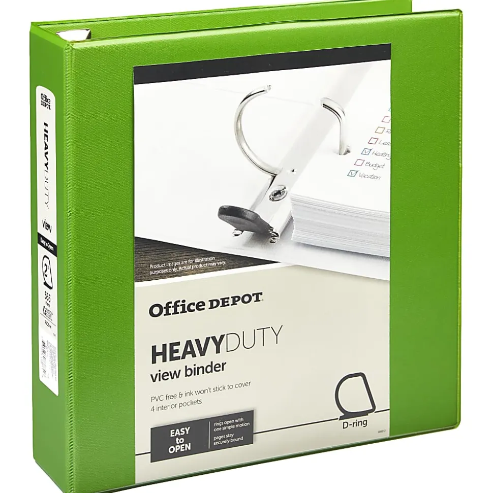 Office Depot® Brand Heavy-Duty View 3-Ring Binder, 2" D-Rings, Army Green