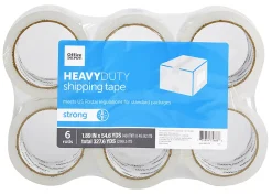 Office Depot® Brand Heavy Duty Shipping Packing Tape, 1.89" x 54.6 Yd., Crystal Clear, Pack Of 6 Rolls