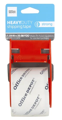 Office Depot® Brand Heavy Duty Shipping Packing Tape With Dispenser, 1.89" x 26.64 Yd, Crystal Clear