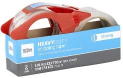 Office DepotĀ® Brand Heavy-Duty Shipping Packing Tape With Dispenser, 1.89" x 43.7 Yd., Clear, Pack Of 2