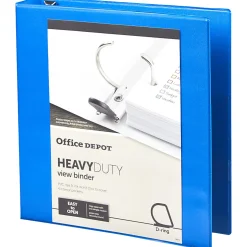 Office Depot® Brand Heavy-Duty View 3-Ring Binder, 1 1/2" D-Rings, Blue