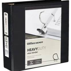 Office Depot® Brand Heavy-Duty View 3-Ring Binder, 3" D-Rings, 49% Recycled, Black