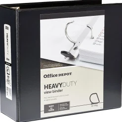 Office Depot® Brand Heavy-Duty View 3-Ring Binder, 4" D-Rings, Black