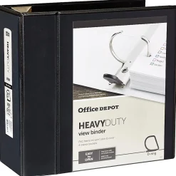 Office Depot® Brand Heavy-Duty View 3-Ring Binder, 5" D-Rings, Black