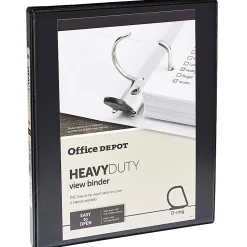 Office Depot® Brand Heavy-Duty View 3-Ring Binder, 1/2" D-Rings, Black