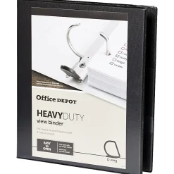 Office Depot® Brand Heavy-Duty View 3-Ring Binder, 1/2" D-Rings, Black