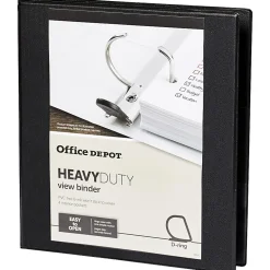 Office Depot® Brand Heavy-Duty View 3-Ring Binder, 1" D-Rings, 49% Recycled, Black