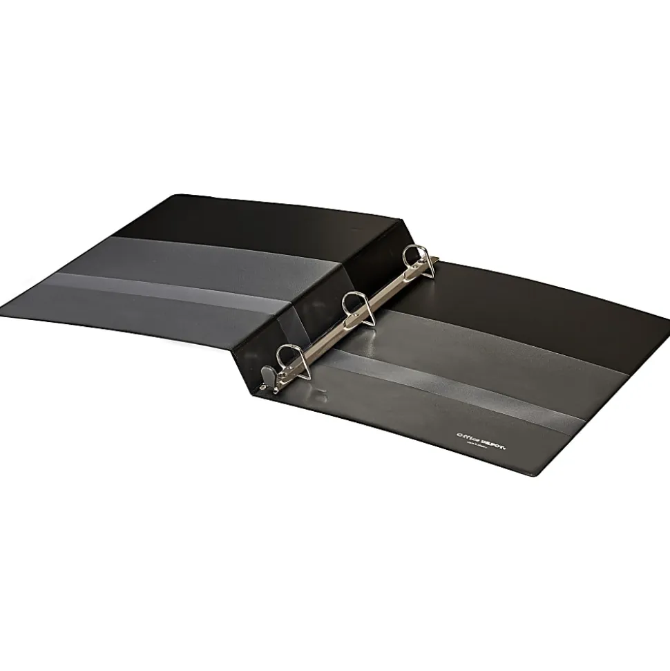 Office Depot® Brand Heavy-Duty View 3-Ring Binder, 1" D-Rings, Black, 49% Recycled, Pack Of 4