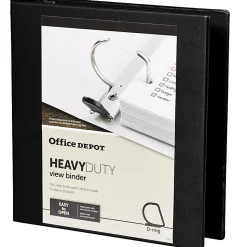 Office Depot® Brand Heavy-Duty View 3-Ring Binder, 1 1/2" D-Rings, 49% Recycled, Black