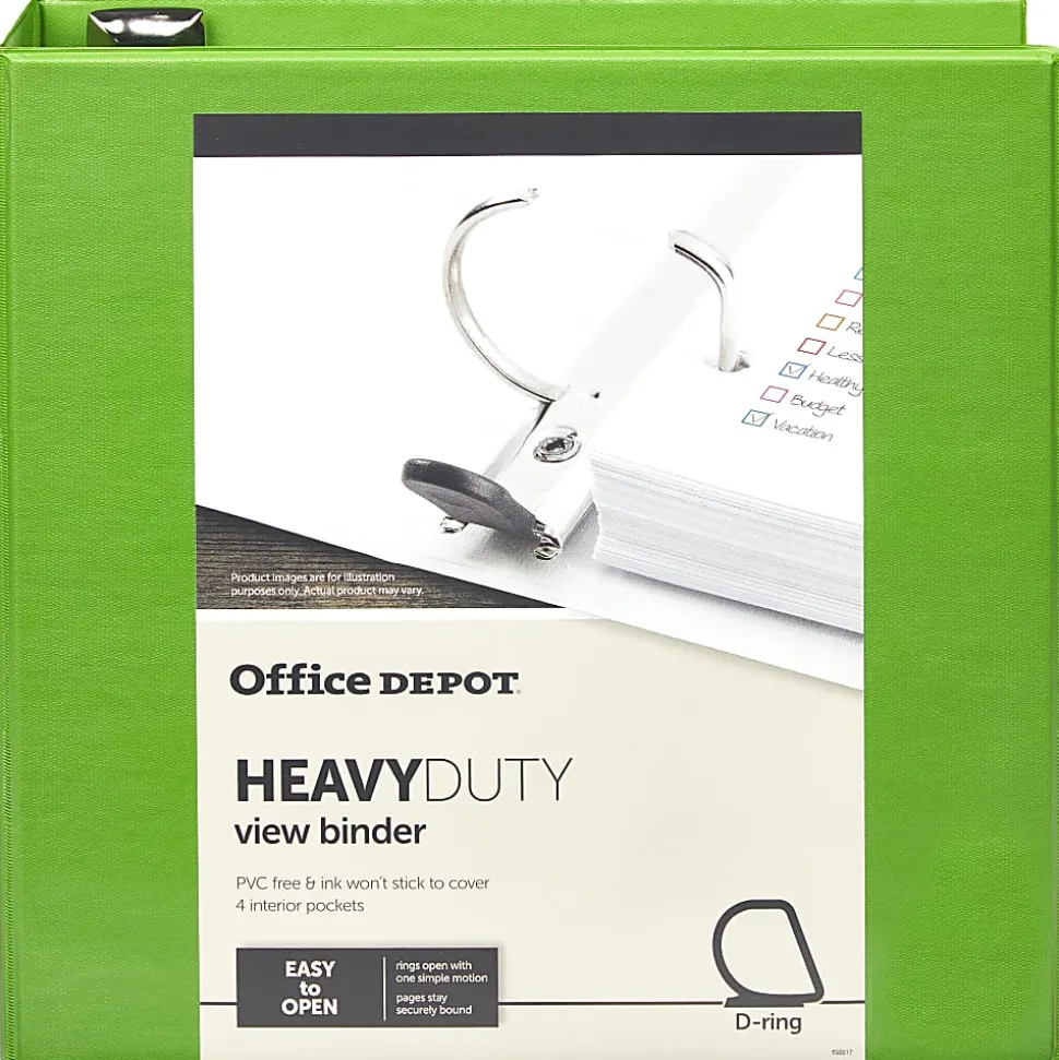 Office Depot® Brand Heavy-Duty View 3-Ring Binder, 3" D-Rings, Army Green