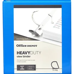 Office Depot® Brand Heavy-Duty View 3-Ring Binder, 1" D-Rings, Blue