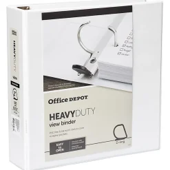 Office DepotĀ® Brand Heavy-Duty View 3-Ring Binder, 2" D-Rings, 49% Recycled, White