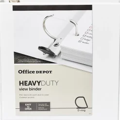 Office Depot® Brand Heavy-Duty View 3-Ring Binder, 2" D-Rings, 49% Recycled, White