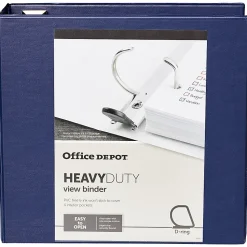 Office DepotĀ® Brand Heavy-Duty View 3-Ring Binder, 4" D-Rings, 54% Recycled, Navy