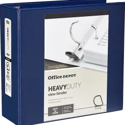 Office Depot® Brand Heavy-Duty View 3-Ring Binder, 4" D-Rings, 54% Recycled, Navy