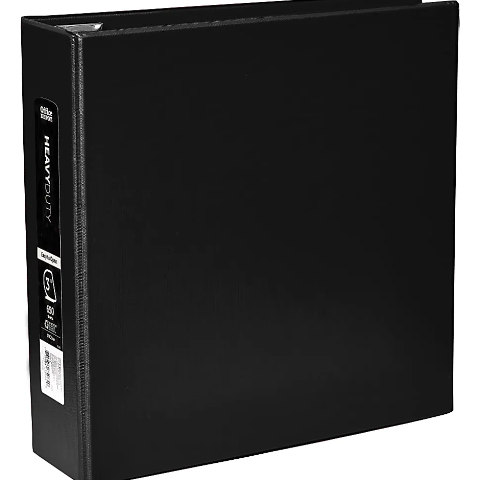 Office Depot® Brand Heavy-Duty 3-Ring Binder, 3" D-Rings, Black