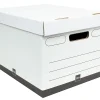 Office Depot® Brand Heavy-Duty Quick Set Up Storage Boxes, Letter/Legal Size, 15" x 12" x 10", White/Black, Pack Of 5