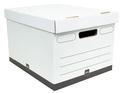 Office Depot® Brand Heavy-Duty Quick Set Up Storage Boxes, Letter/Legal Size, 15" x 12" x 10", White/Black, Pack Of 5